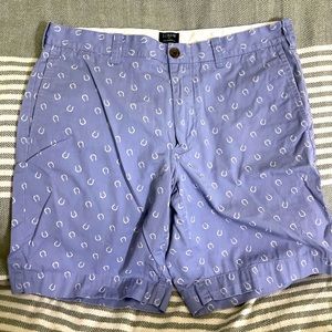 J. Crew Men’s Gramercy Blue Horse shoe print W33 - 8” inseam Shorts